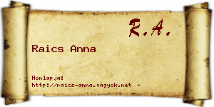 Raics Anna névjegykártya